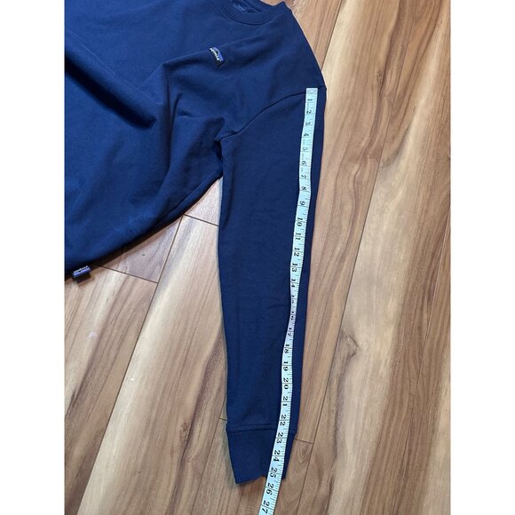 Patagonia Uprisal Crew Sweatshirt Mens M Navy Logo Recycled Cotton Worn Wear - Picture 8 of 8